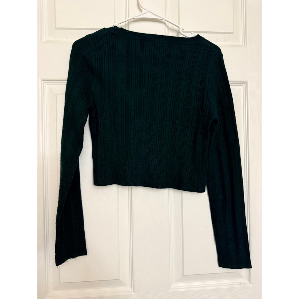 House of Harlow 1960 Womens Sweater Green Ribbed Knit Crop Medium - Picture 2 of 6